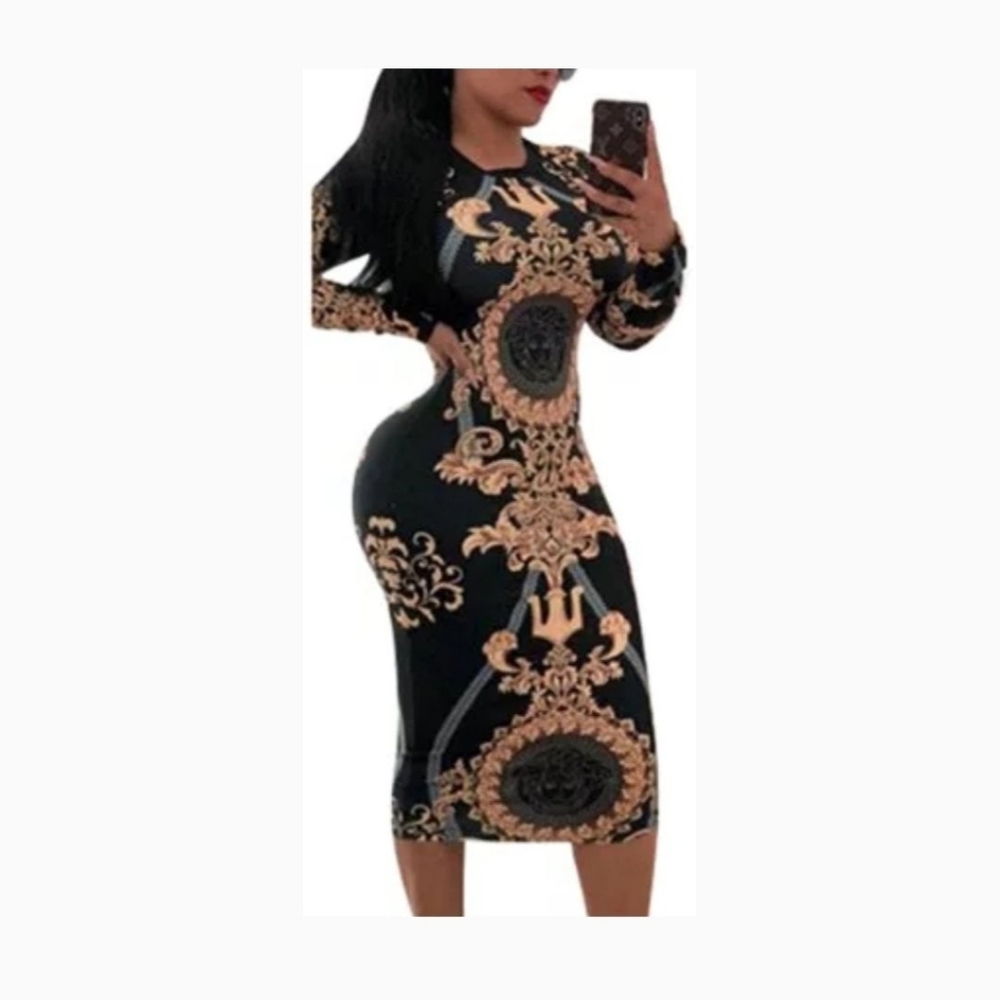 Bold Print Fitted Dress
